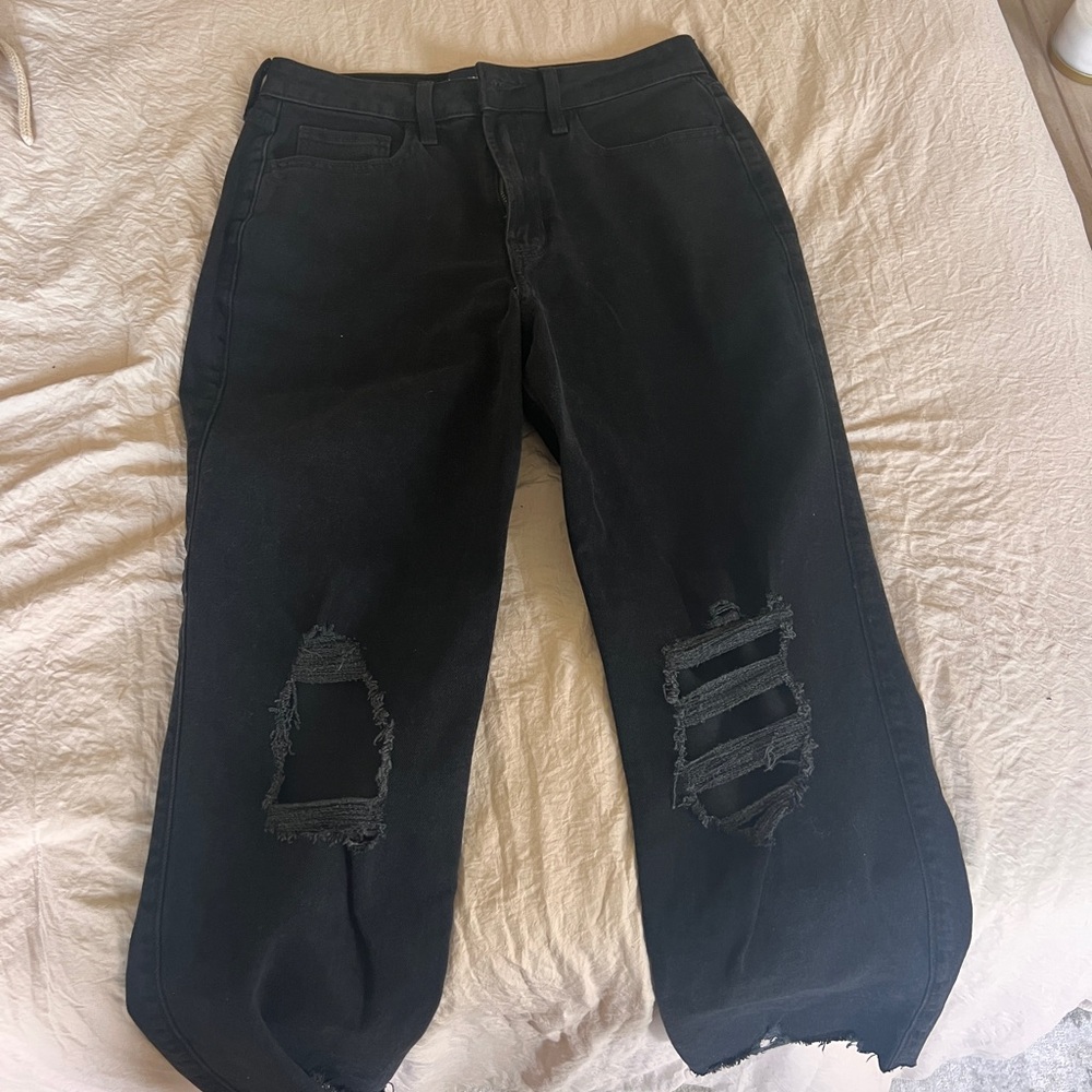 Hollister ultra high rise vintage straight jeans with rip